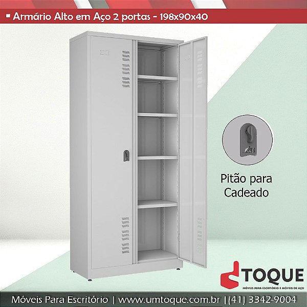 Armário de aço para escritório com 2 portas W3 - 198x90x40