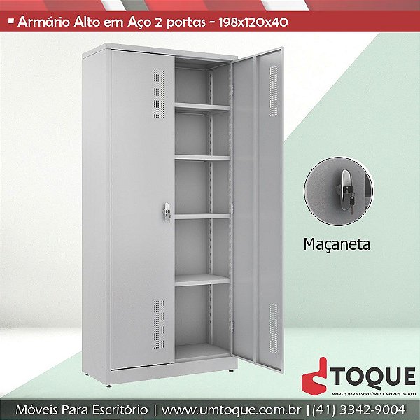 Armário de aço para escritório com 2 portas W3 - 198x120x45