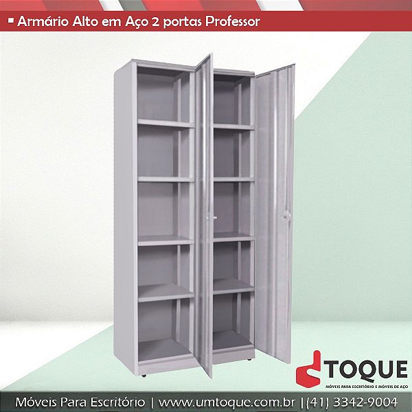Armário de aço modelo professor com 2 portas - 200x90x40