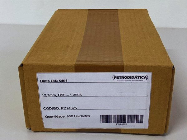 Esfera de aço conforme ABNT 52100 e ISO 3290 com dureza Rockwell de 64 a 66 p/ensaio de extrema pressão four-ball caixa com 800 unidades