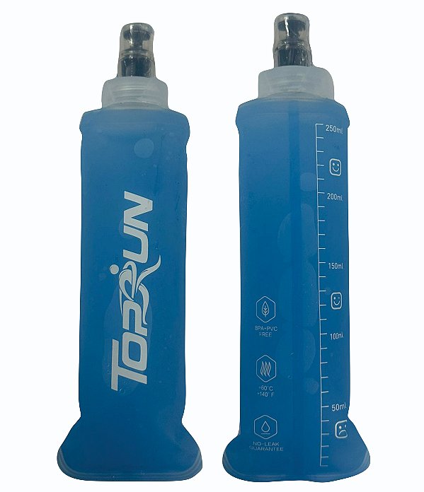 Garrafa Hiratação Silicone Soft Flash azul 250ml
