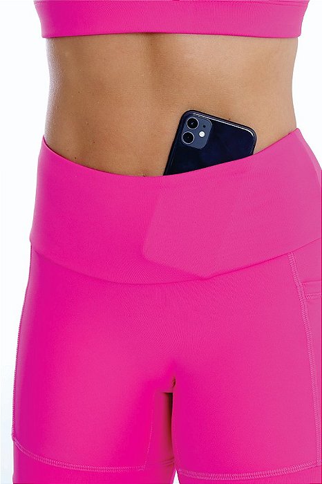 Short Feminino Speed Multi Bolsos Rosa Choque