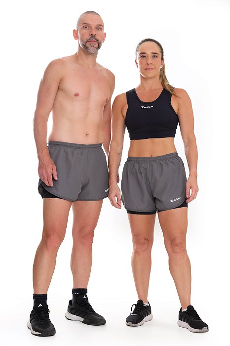 SHORT RAIZ DUPLO CINZA