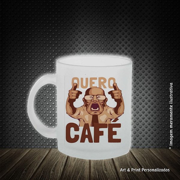 Caneca de vidro jateada
