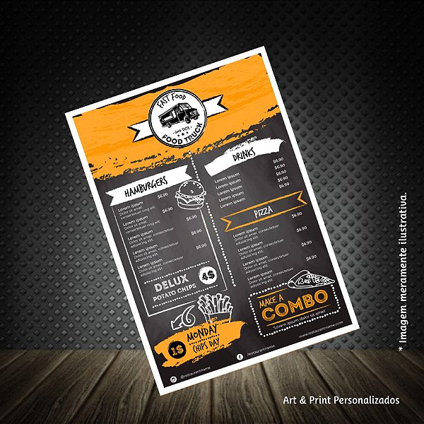 Cardápio com 3 unidades