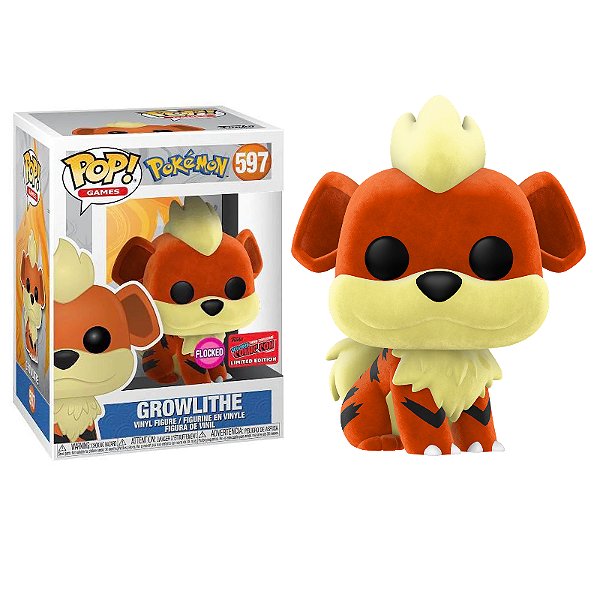 Funko Pop! Games Pokemon Growlithe 597 Exclusivo Flocked