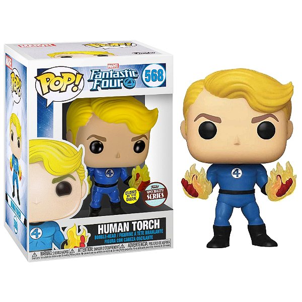 Funko Pop! Marvel Fantastic Four Quarteto Fantastico Human Torch 568 Exclusivo Glow