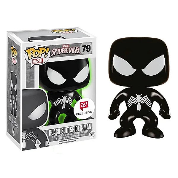 Funko Pop! Marvel Homem Aranha / Spider Man Black Suit Spider Man 79 Exclusivo Glow