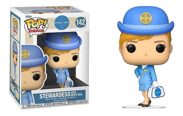 Funko Pop! Ad Icons Pan Am Aeromoça Stewardess With White Bag 142