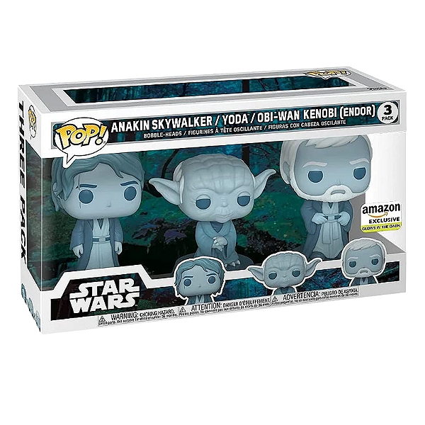 Funko Pop! Television Star Wars Anakin Yoda Obi-Wan Kenobi 3 Pack Exclusivo Glow