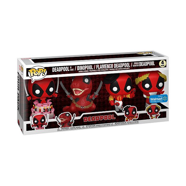 Funko Pop! Marvel Deadpool In Cake/ Dinopool/ Flamenco Deadpool/ Roman Senator Deadpool 4 Pack Exclusivo