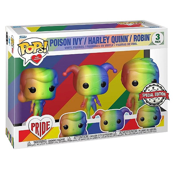 Funko Pop! Dc Comics Pride Poison Ivy / Harley Quinn / Robin 3 Pack Exclusivo