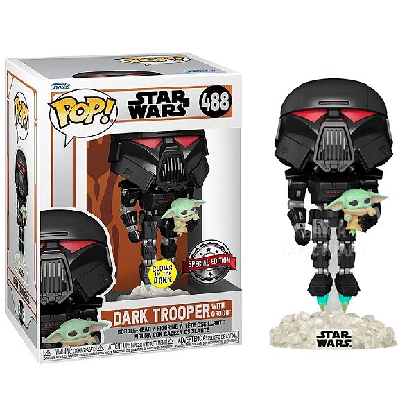 Funko Pop! Television Star Wars Dark Trooper With Grogu 488 Exclusivo Glow