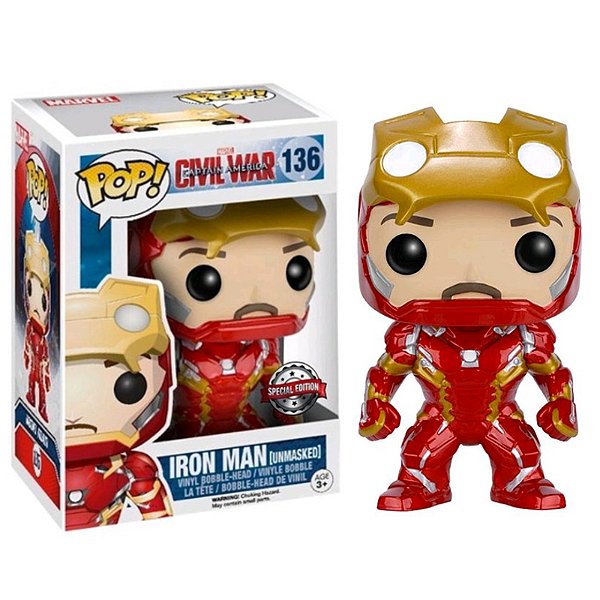 Funko Pop! Marvel Civil War Iron Man (Unmasked) 136 Exclusivo