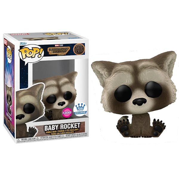 Funko Pop! Filme Marvel Guardiões da Galáxia / Guardians Of The Galaxy Baby Rocket 1208 Exclusivo Flocked