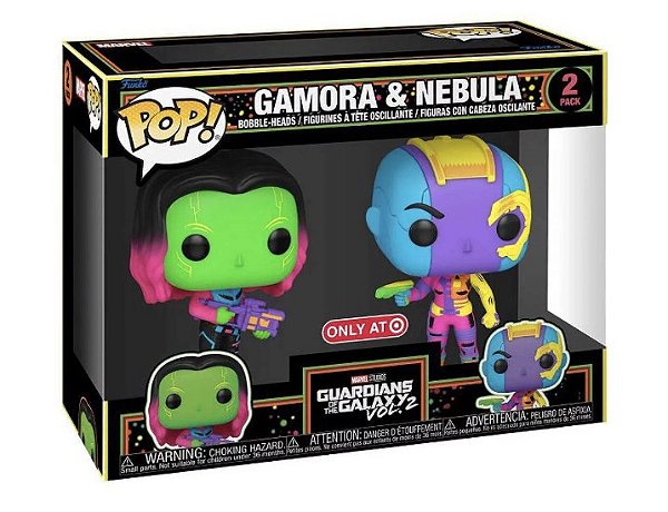 Funko Pop! Filme Guardiões da Galáxia / Guardians Of The Galaxy Black Light Gamora & Nebula 2 Pack Exclusivo