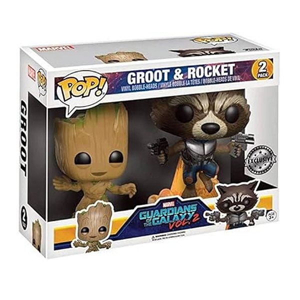 Funko Pop! Marvel Guardiões da Galáxia / Guardians Of The Galaxy Groot & Rocket 2 Pack Exclusivo