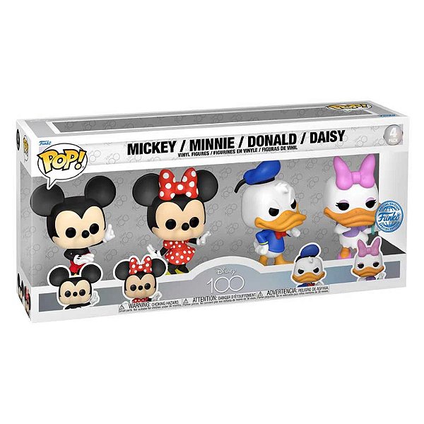 Funko Pop! Disney Mickey Mouse Minnie Mouse Donald Duck Daisy 4 Pack Exclusivo