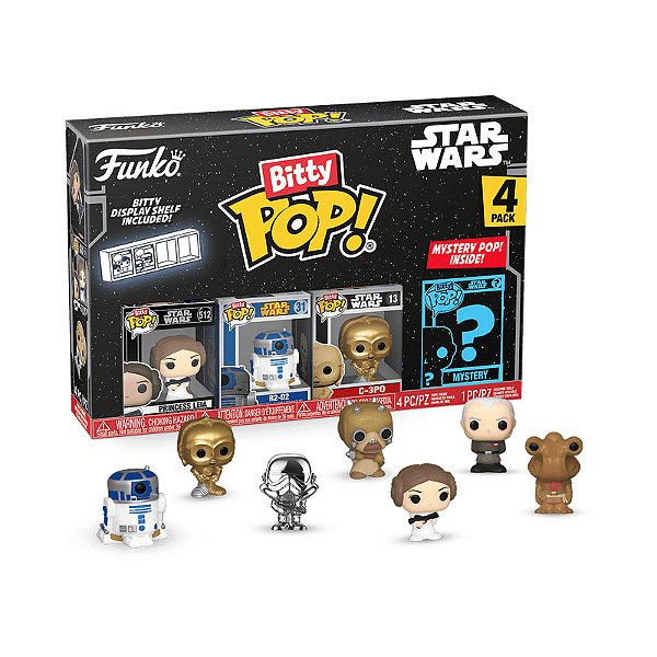 Funko Bitty Pop! Star Wars 4 Pack Princess Leia, R2-D2, C-3PO + Surpresa