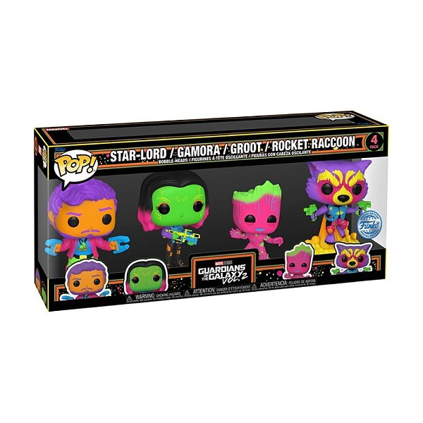 Funko Pop! Filme Marvel Guardiões da Galáxia / Guardians Of The Galaxy Black Light 4 Pack Exclusivo