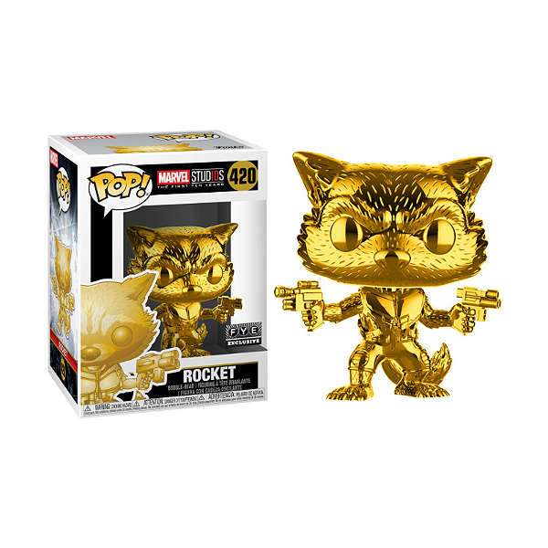 Funko Pop! Marvel Guardiões da Galáxia Rocket 420 Exclusivo Gold Chrome