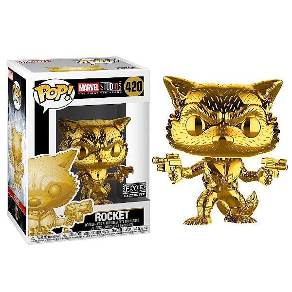 Funko Pop! Marvel Guardiões da Galáxia / Guardians Of The Galaxy Rocket 420 Exclusivo Gold Chrome