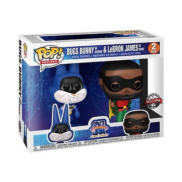 Funko Pop! Filme Space Jam Bugs Bunny as Batman & Lebron James as Robin 2 Pack Exclusivo