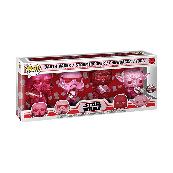Funko Pop! Television Star Wars Valentine's Day Darth Vader Stormtrooper Chewbacca Yoda 4 pack Exclusivo Diamond