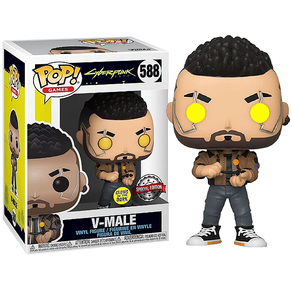 Funko Pop! Games Cyberpunk 2077 V-Male 588 Exclusivo Glow