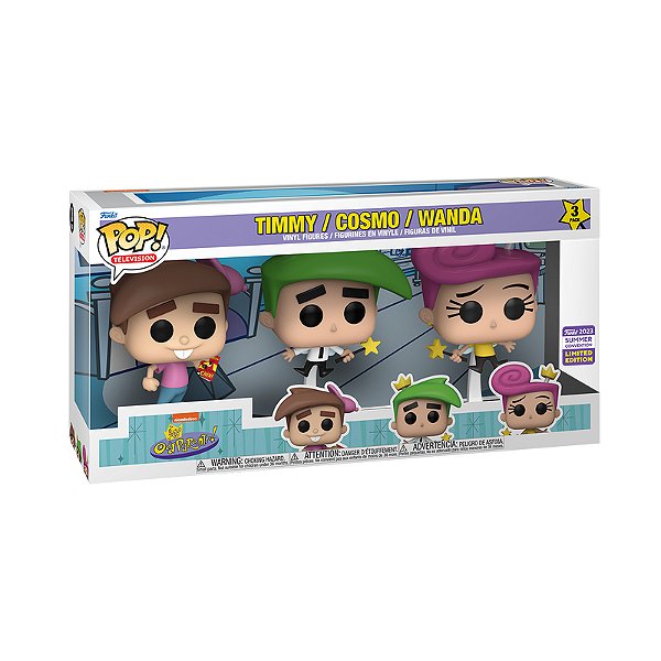 Funko Pop! Television Padrinhos Magicos Timmy Turner Cosmo e Wanda 3 Pack Exclusivo