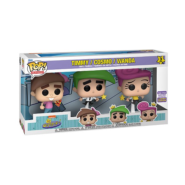 Funko Pop! Animation Padrinhos Magicos Timmy Turner Cosmo e Wanda 3 Pack Exclusivo