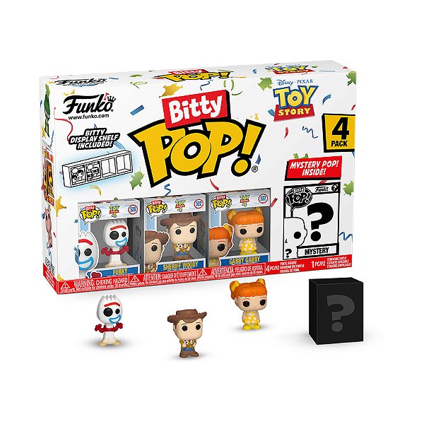 Funko Pop! Bitty Pop Disney Toy Story 4 Pack Forky, Woody,Gabby + Surpresa