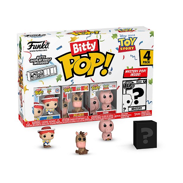 Funko Pop! Bitty Pop Disney Toy Story 4 Pack Jessie, Bullseye, Hamm + Surpresa