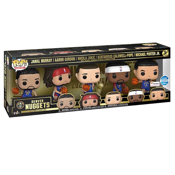 Funko Pop! Basketball NBA Denver Nuggets Jamal Murray Aaron Gordon Nikola Jokic Kentavious Caldwell Pope Michael Porter 5 Pack Exclusivo