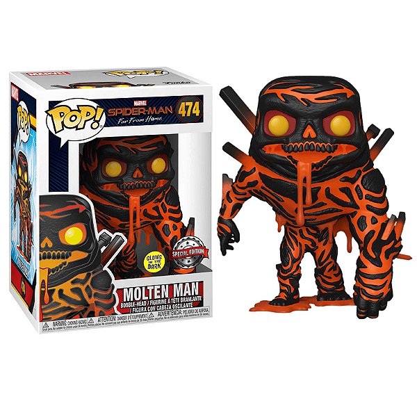Funko Pop! Marvel Homem Aranha / Spider Man Molten Man 474 Exclusivo Glow