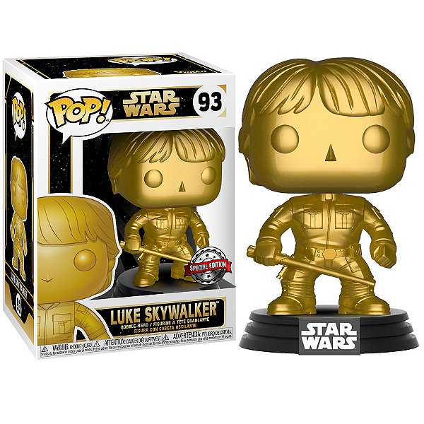 Funko Pop! Television Star Wars Luke Skywalker 93 Exclusivo Gold Chrome