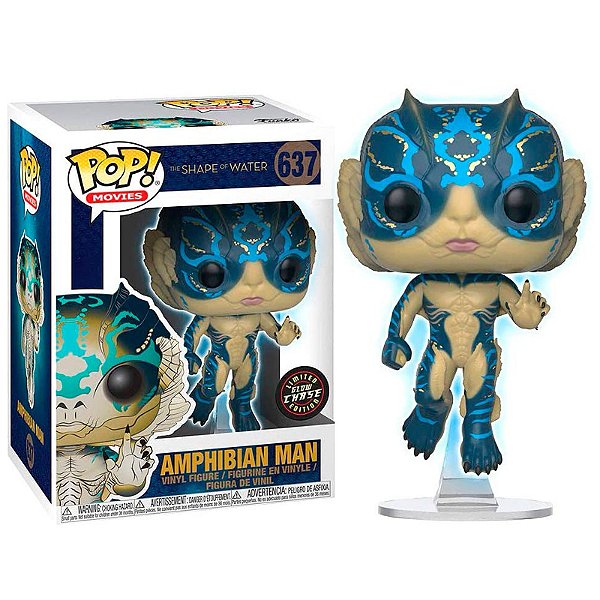 Funko Pop! Filmes A Forma da Agua Amphbian Man 637 Exclusivo Glow Chase