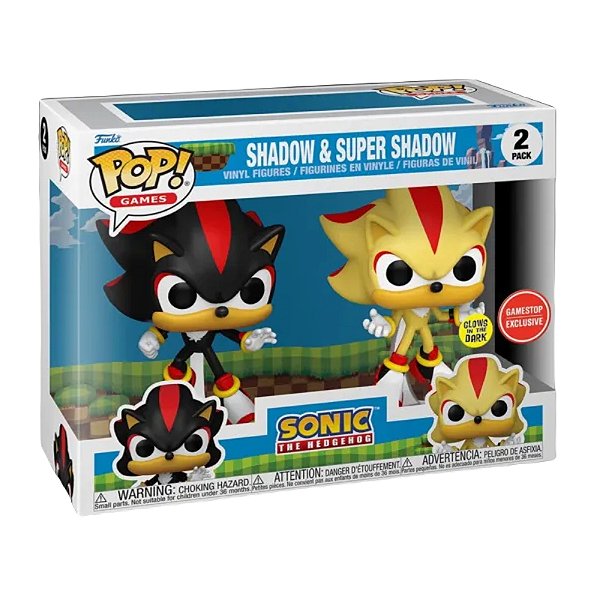 Funko Pop! Games Sonic The Hedgehog Shadow & Super Shadow 2 Pack Exclusivo Glow