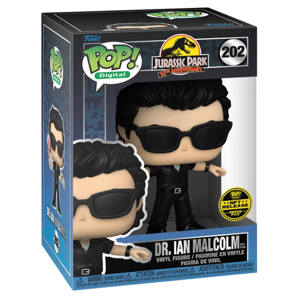 Funko Pop! Digital NFT Filme Jurassic Park Dr. Ian Malcolm 202 Exclusivo