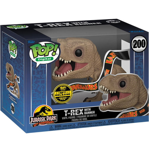 Funko Pop! Digital NFT Filme Jurassic Park T-REX With Banner 200 Exclusivo