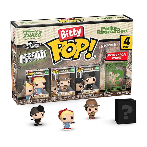 Funko Bitty Pop! Television Parks And Recreation Leslie The Riveter, Hunter Ron, JanetSnakehole + Surpresa