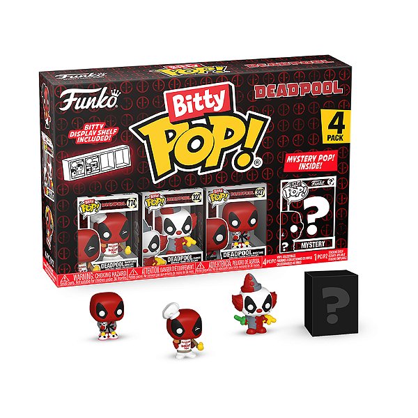 Funko Bitty Pop! Marvel Deadpool Backyard Griller, Clown, Bedtime + Surpresa