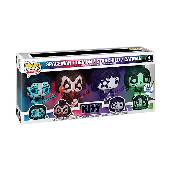 Funko Pop! Rocks Kiss Spaceman Demon Starchild Catman 4 Pack Exclusivo