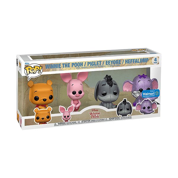 Funko Pop! Disney Ursinho Pooh Winnie the Pooh, Piglet, Eeyore and Heffalump 4 Pack Exclusivo Diamond