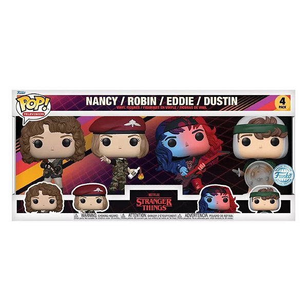 Funko Pop! Television Stranger Things Nancy Robin Eddie Dustin 4 Pack Exclusivo