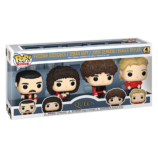 Funko Pop! Rocks Queen Freddie Mercury Brian May John Deacon Roger Taylor 4 Pack