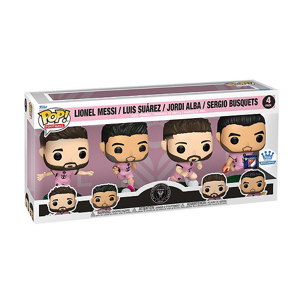 Funko Pop! Football / Futebol Inter Miami Messi, Suarez, Alba, Busquets 4 Pack Exclusivo