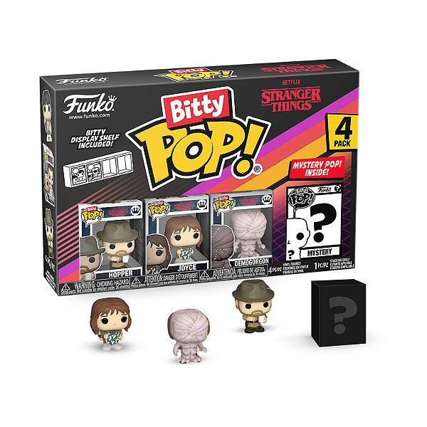 Bitty Pop! Television Stranger Things Hopper, Joyce, Demogorgon + Surpresa