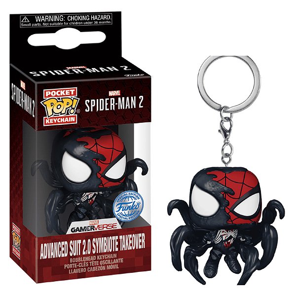 Funko Pop! Keychain Chaveiro Homem Aranha / Spider Man Advanced Suit 2.0 Symbiot Takeover Exclusivo