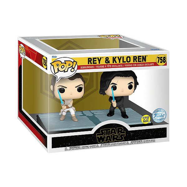 Funko Pop! Television Star Wars Rey & Kylo Ren 758 Exclusivo Glow